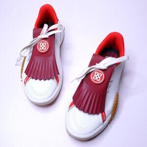 G/FORE G.112 Kiltie Golf Shoe Snow White Red Leather Low Top Sneaker Womens 7.5